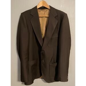 Vintage Angels Flight Blazer Mens 42L Brown Patch Pocket Made USA Mod Career 70s